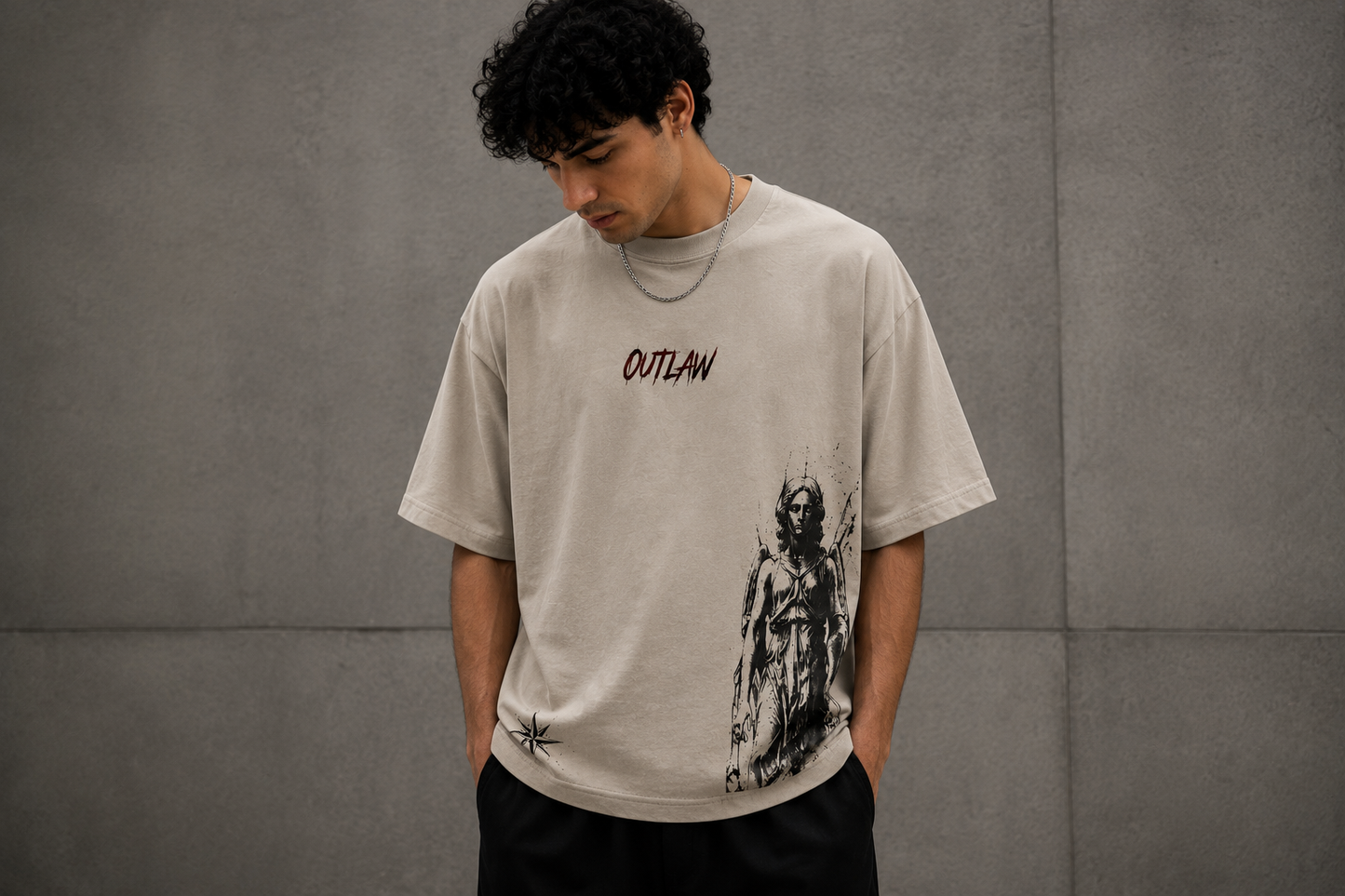 FALLEN ANGELS Premium Embroidered T-Shirt | OUTLAW